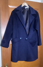Vintage Ashley Scott Women's Navy 100 Wool Long Coat, Lined, Made in USA