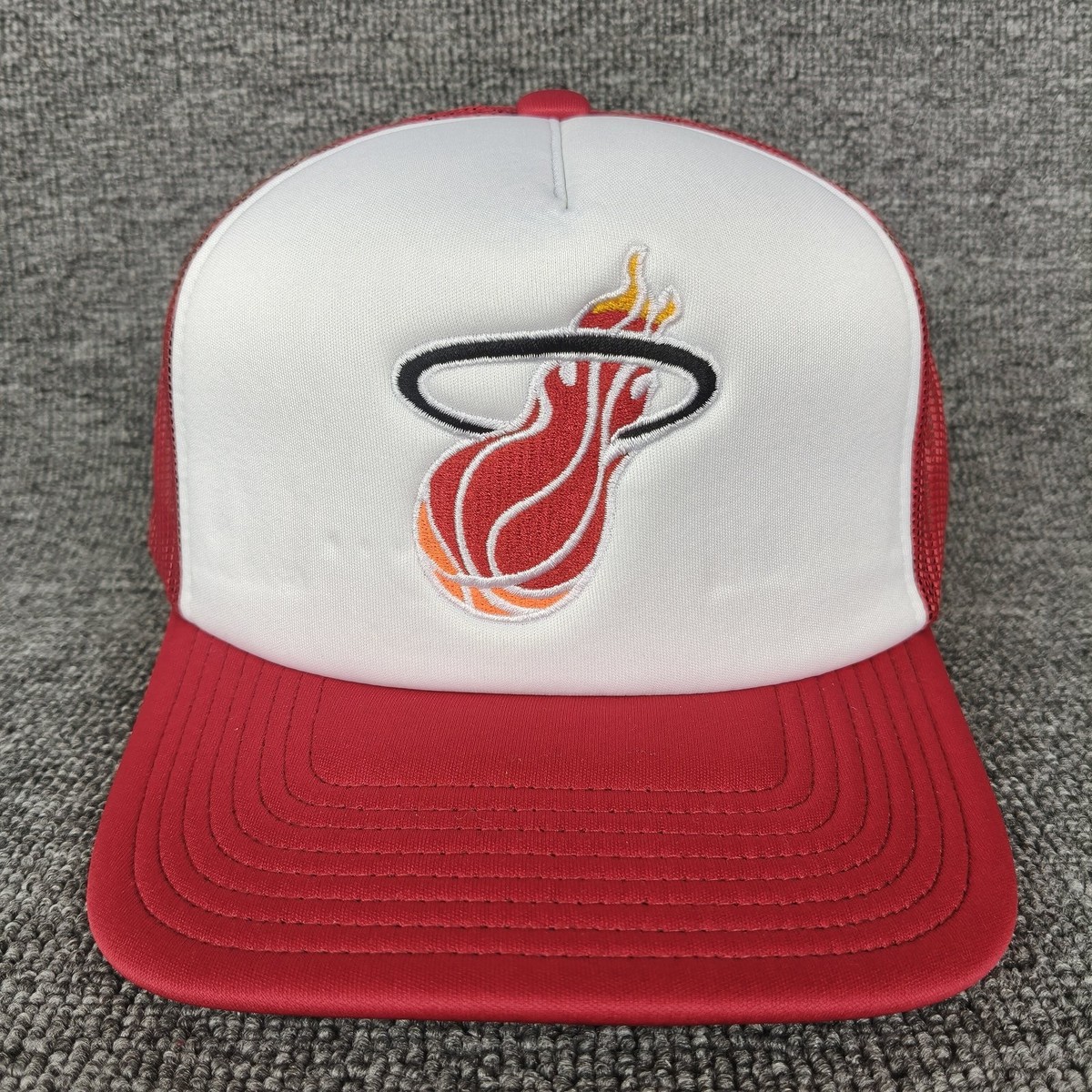 Mitchell & Ness Miami Heat Trucker Hat Red White Snapback Cap