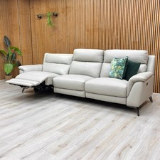 Furniture Village ‘Contempo’ 4 Seater Sofa Power Recliner Silver Grey Leather