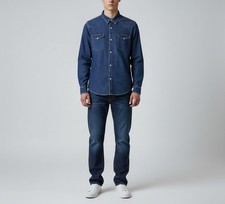 Lee Western Shirt Button-Up Men's Collared MEDIUM Denim Patched Pockets