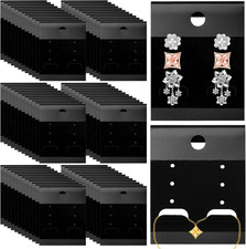200 PCS Black Velvet Plastic Display Cards Earring Card Holder for Earrings, Ear