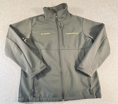 Columbia Oregon Ducks Softshell Jacket Womens Large Gray Full Zip NCAA