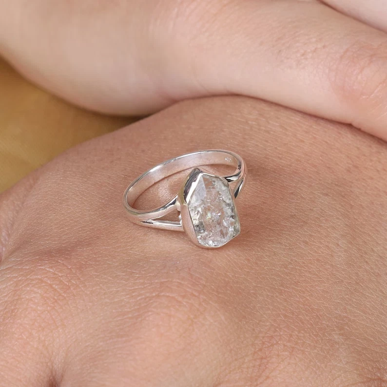 Herkimer Diamond 925 Sterling Silver Band& Statement Ring Handmade Ring All Size - Image 3 of 4