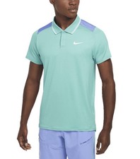 Size L- Nike Court Advantage Men's Dri-FIT Tennis Polo, Green Frost/Royal Pulse.