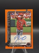 2025 Jayson Tatum Topps First Pitch Auto Card Orange 22 /25 FPA-JT