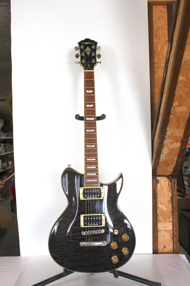 2003 Washburn WI-66 Pro Electric Guitar Gray Flame Top With Hard
