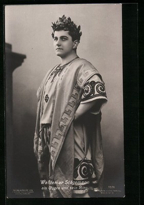 Actor Waldemar Stägemann as Gyges and his Ring, Postcard 