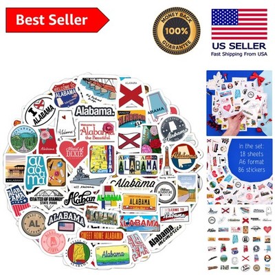 Set of Irregular Alabama Stickers - Waterproof & Durable for Outdoor Use
