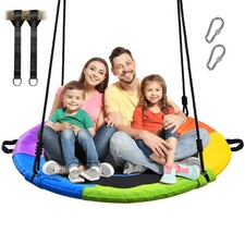 40" Round Tree Swing Set Saucer 700lb Outdoor Play Seat for Kids Adults Backyard