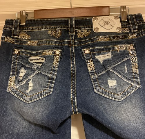 Miss Me Denim Jeans Signature Boot Embellished Pockets Sz 30 - Picture 7 of 15