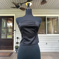 Black Satin Silky Strapless Corset Top