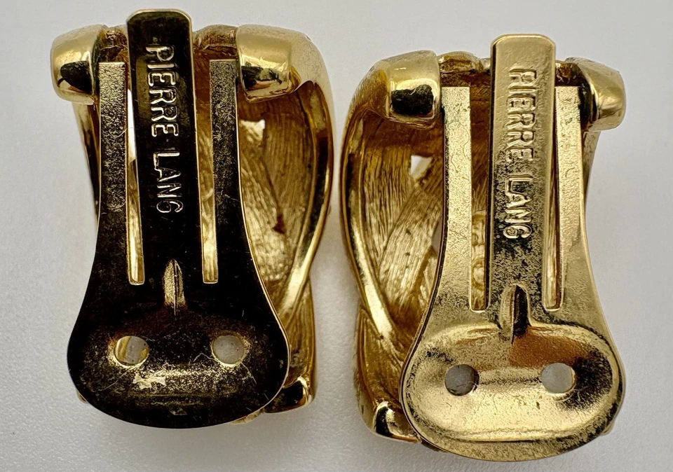 Schöne Creolen Clips PL Pierre Lang, vintage mit Kristallen Vergoldet, BO60 - Bild 4 von 4