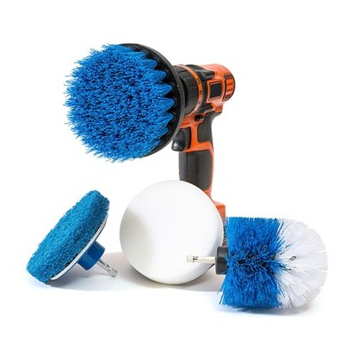 4 Piece Scrub Brush Power Drill Attachmentsall Purpose Time Saving Kit For Clean