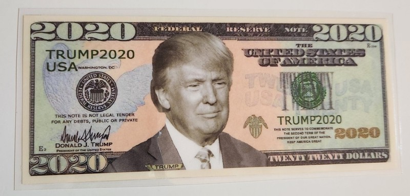 VERY RARE! Donald Trump 2020 Novelty $20 Bank Note NEW Laminated FREE SHIPPING