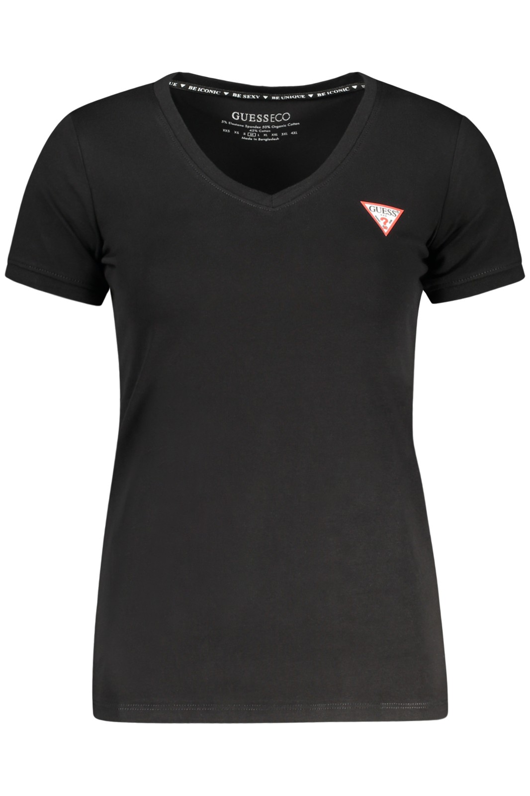 Guess Donna Nero Donne, Maglietta, Maglietta Con Scollo A V Mini Triangle, (Xl) - Immagine 2