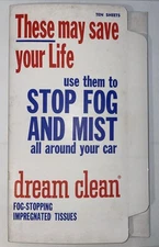 Original "Dream Clean" Fog-Stopping Impregnated Tissues Complete Original Unused