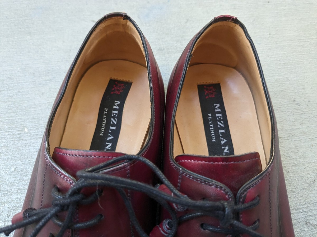 Mezland Platinum Tarifa Oxfords Red Leather Men 10.5 M 