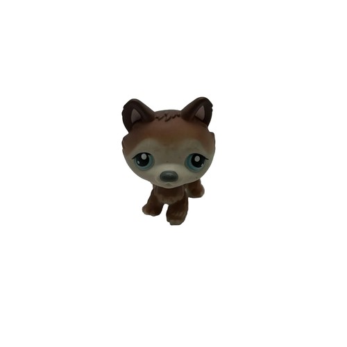 Figura de juego Littlest Pet Shop 2006 marrón blanco husky LPS imán ojos azules - Imagen 5 de 5