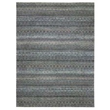 9'1" x 12'1" Gray Kohinoor Repetitive Design Pure Wool Hand Knotted Rug R76150