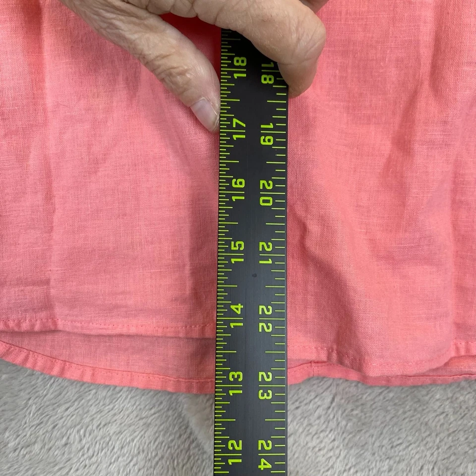 Quizz Again Women's Blouse L Linen/Cotton Blend Pink Short Sleeve Embroidered Bu Foto 3 de 4