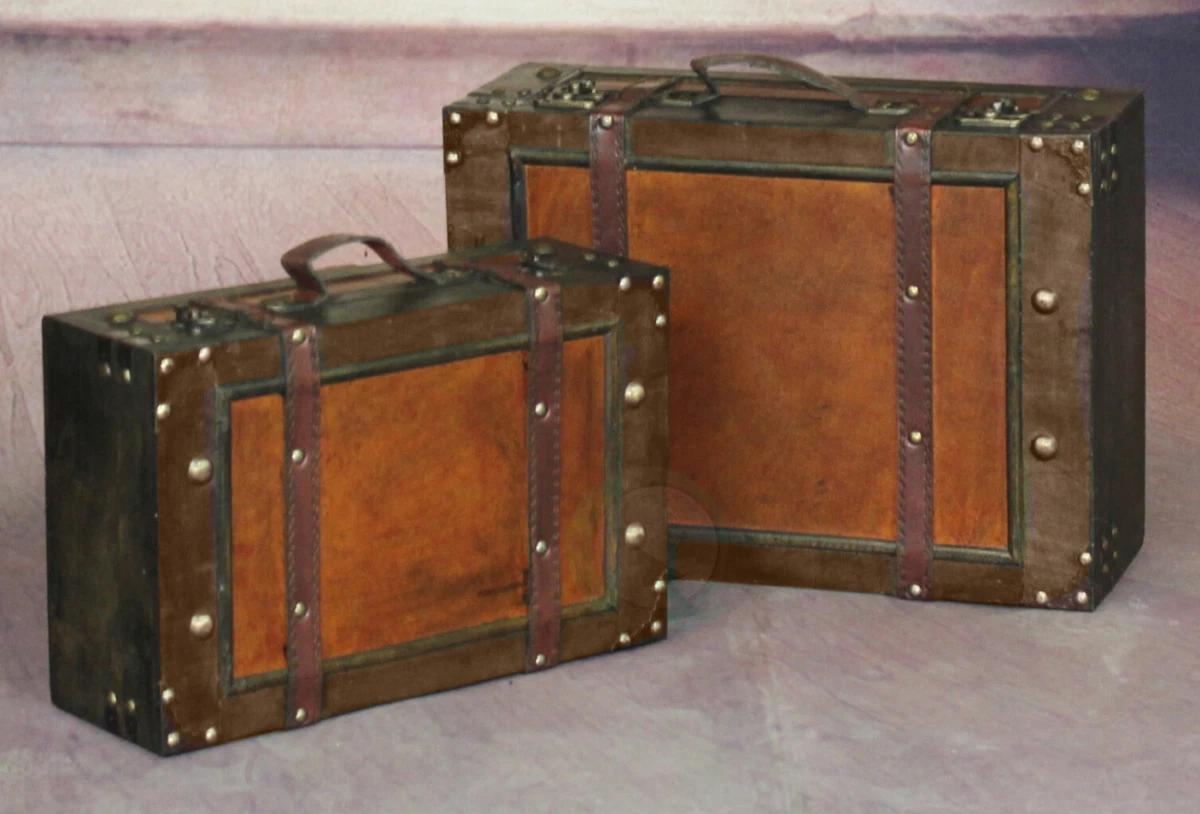 Vintiquewise 2-colored Vintage Style Luggage Suitcase/Trunk Set of 2