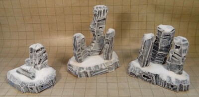 SNOWY ROCK FORMATIONS For Warhammer Battletech OGRE Malifaux Warmachine RPGs Etc