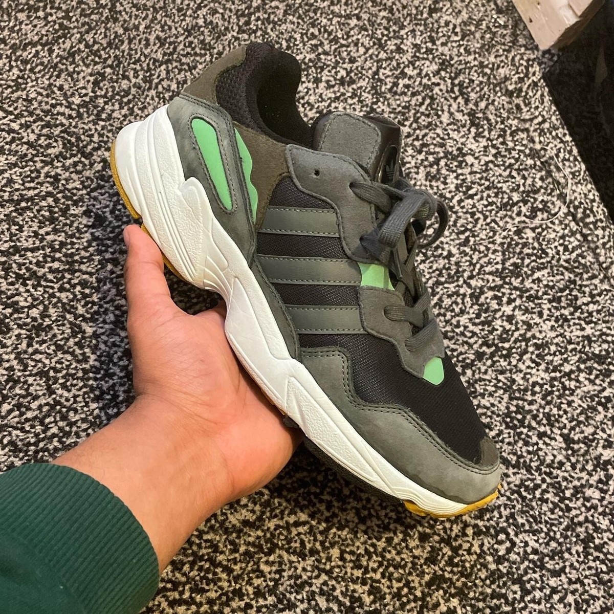 Adidas Yung-96 Mens Lace Up Casual Trainers In Green Size Uk