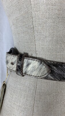 Genuine  ALL SAINTS pony skin and leather chalk belt size medium Chuck Leather Western Belt Black | ALLSAINTS US main image 4