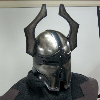 Geschwärzte 18 Gauge Stahl Mittelalter Warhammer Chaos Helm Cosplay Replik Ko...