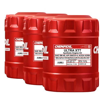CHEMPIOIL Ultra Xtt 5W-40 Huile , Acea A3/B4, Api Sn / CH-4, 3x20 Litre - Photo 1/3