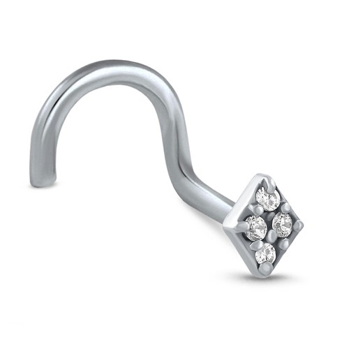 Surgical Steel Nose Screw Stud Bone Ring Diamond Cluster Design 20 Gauge 20G - Picture 6 of 8