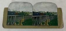 vintage stereoview FAMOUS SOUTHERN TRESTLE ~ train crossing the chasm