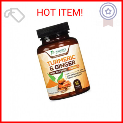 Turmeric Curcumin with BioPerine & Ginger 95% Curcuminoids 1950mg - Black Pepper