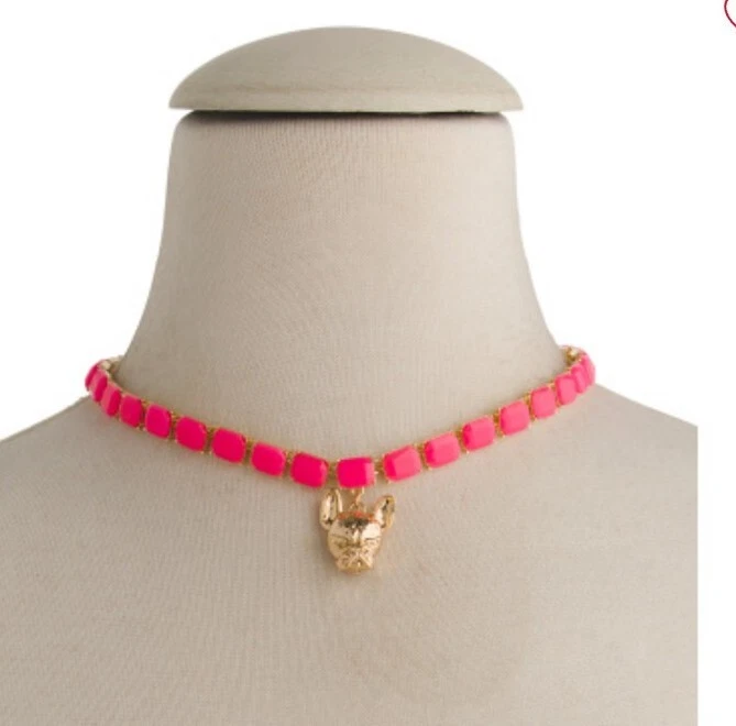 Betsey Johnson Caliente Rosa Frenchie Bulldog Francés Moda Tenis Collar Foto 2 de 2
