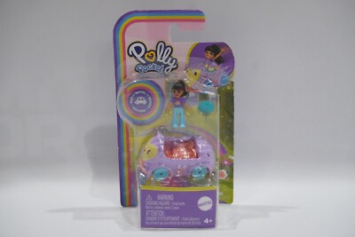 Polly Pocket Micro Doll with Hedgehog-Themed Die-cast Car and Mini Pet NEW    d3