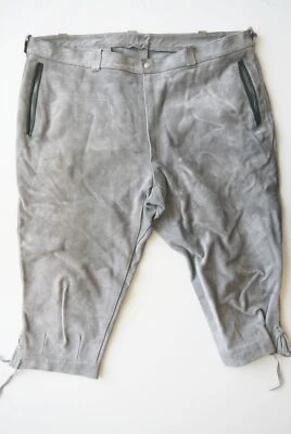 DDR Lederhose Rinderspalt grau Kniebund neuwertig ohne Verzierungen Gr.56 - Bild 1 von 4