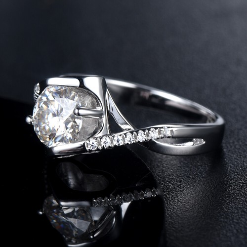6.5mm-1ct Soiltaire Heart Moissanite Side Accent S925 Engagement Ring Size 6 - Picture 5 of 7