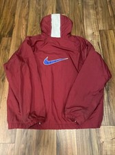 VTG 90s Nike Windbreaker Jacket Hood Big Logo Print Embroidered Quilted 2XL