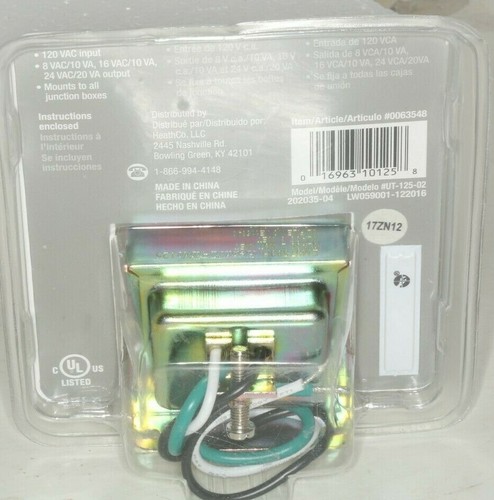 UTILITECH TRANSFORMER #0063548 WIRED DOORBELL TRANSFORMER 120 VAC Sealed NEW - Picture 2 of 2