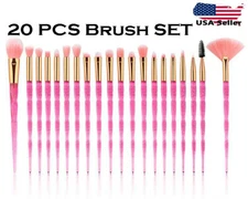 20 PCs Eyeshadow Foundation Powder Blending Eyebrow Lip Makeup Brush SET