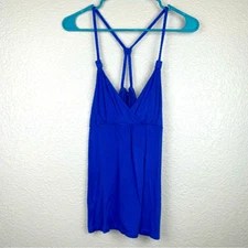 Womens Stretch V-Neck Sleeveless Racerback Camisole Tank Top Blue Medium
