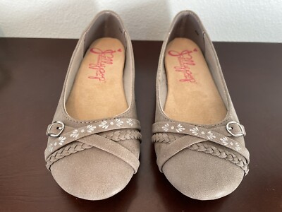 Jellypop Gray Flats Memory Foam Leatherette Metallic Silver