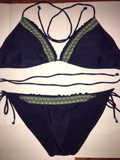 American Eagle Embroidered String Bikini Swim Suit SzXL/L EUC