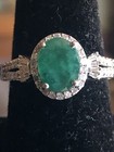 Emerald and Zircon Ring, Platinum over Sterling Silver  — photo 2