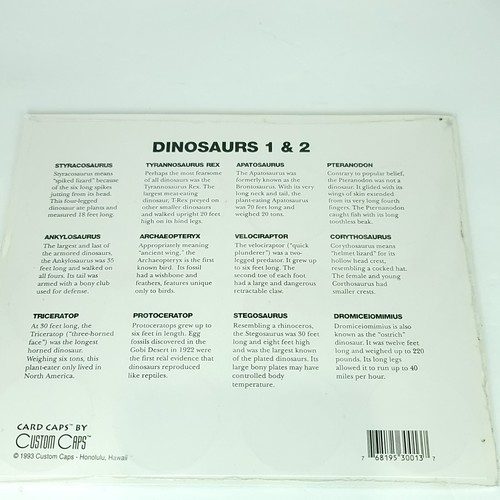 Pogs Dinosaurs Custom Caps Sealed On Card NEW - Picture 4 of 4