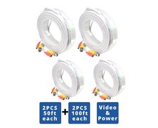 2 pcs 50 FT  2 pcs 100 FT Premade Video and Power BNC Cable for CCTV Camera