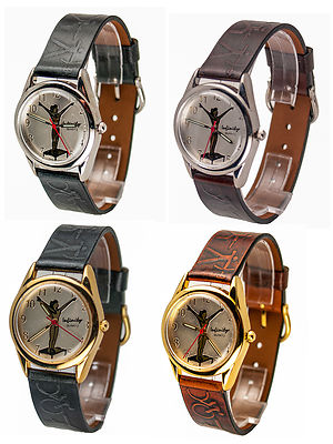INFINITY:WOMENS' LEATHER BAND GYMNASTIC EMBOSSED IMAGE DIAL,ANALOG QUARTZ WATCH