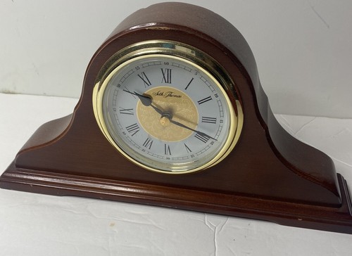 Seth Thomas Quartz Desk Clock Humpback Modern Wood Frame - Picture 2 of 5