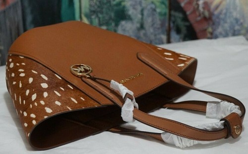 NUEVO CON ETIQUETAS MICHAEL KORS PORTIA PEQUEÑO Bolso de Mano en MARRÓN MULTI Cuero Becerro Dorado - Imagen 7 de 12