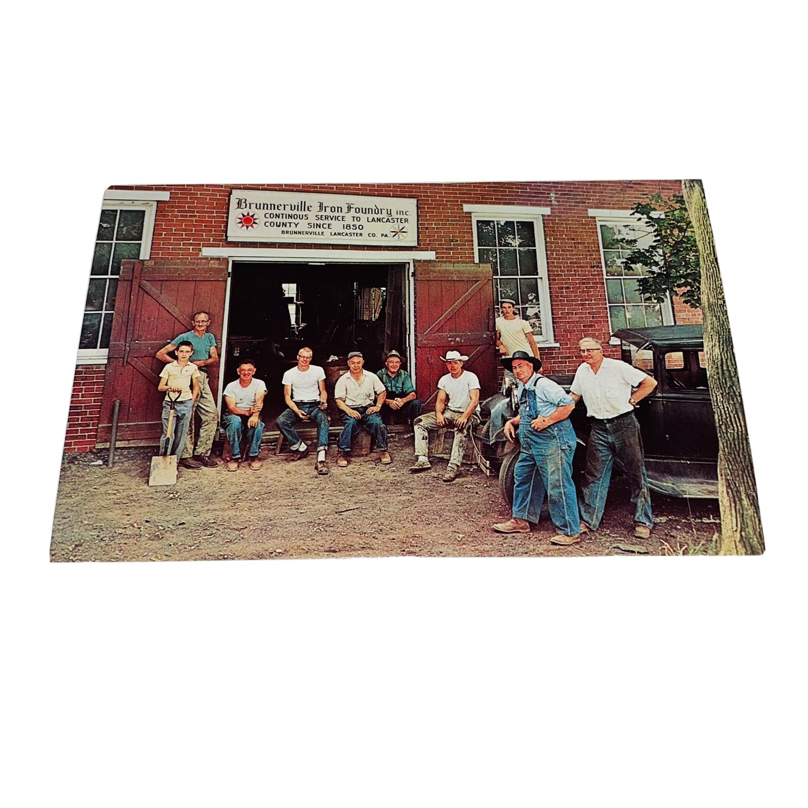 Postcard Brunnerville PA the Brunnerville Iron Foundry Group of Workers